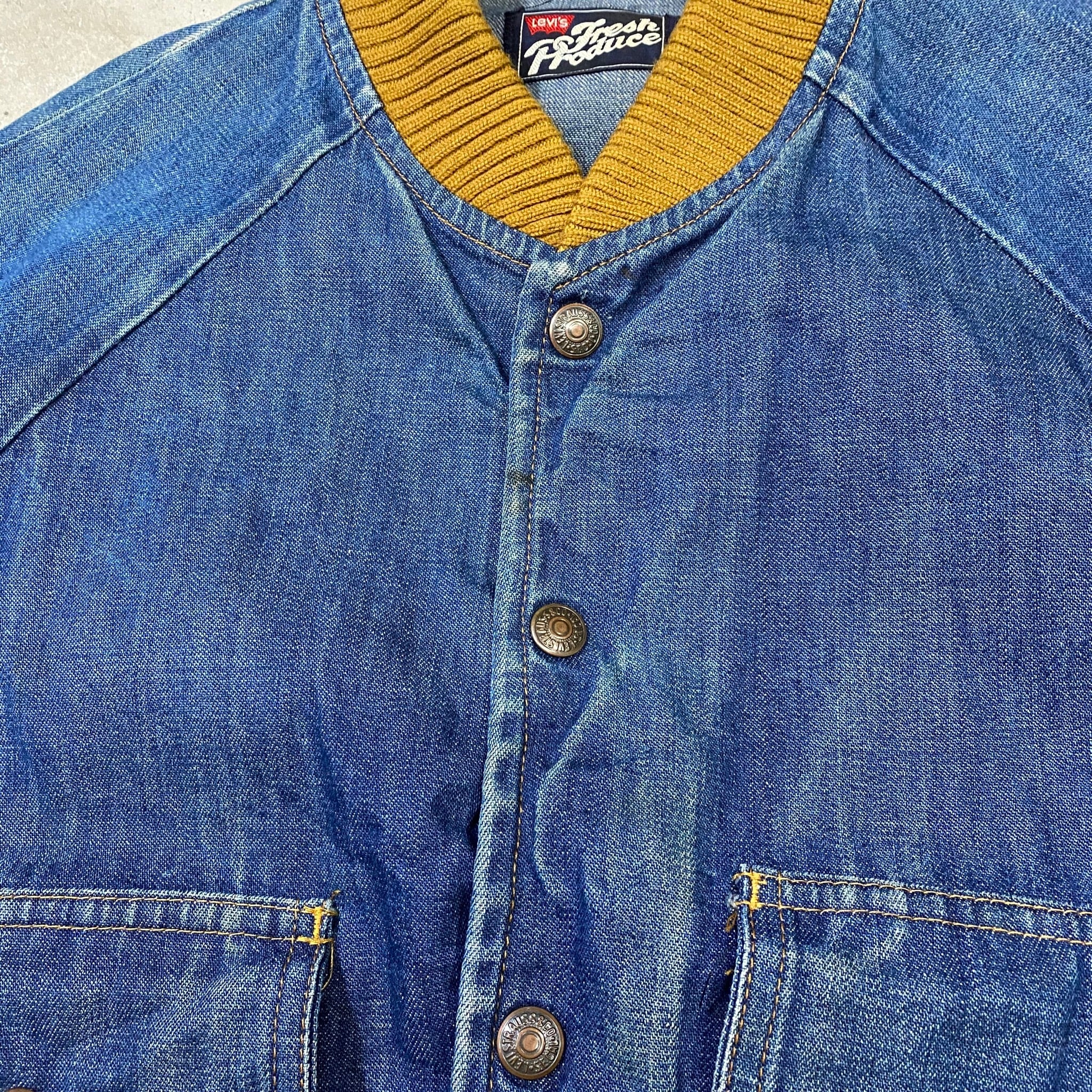 70年代 70s Levi's リーバイス Fresh Produce フレッシュプロデュース 人参タグ デニムジャケット デニムブルゾン  ヴィンテージ ビンテージ スナップボタン メンズM 古着 【デニムジャケット】 | cave 古着屋【公式】古着通販サイト