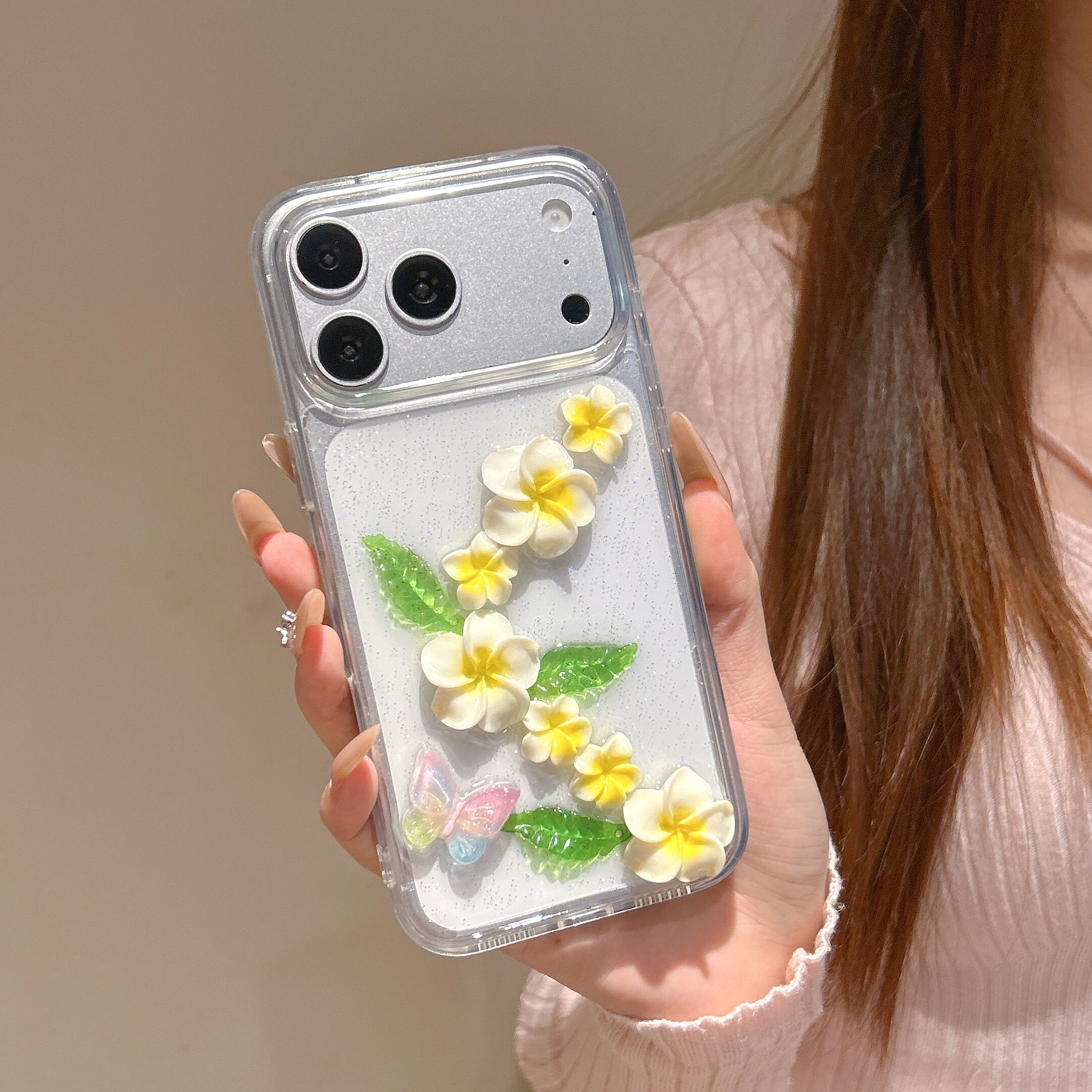 クリアケース iphone 17 16 15 14 13 12 スマホケース 立体 フラワー
