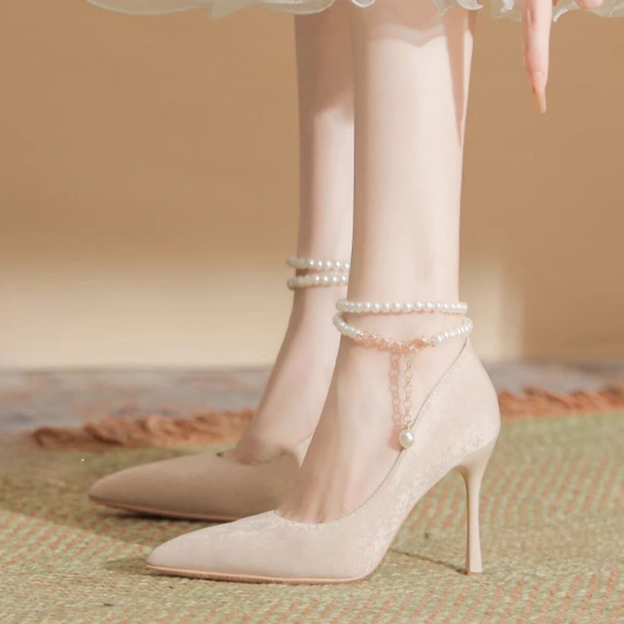 パールチェーン ポインテッドトゥパンプス 2color SH27