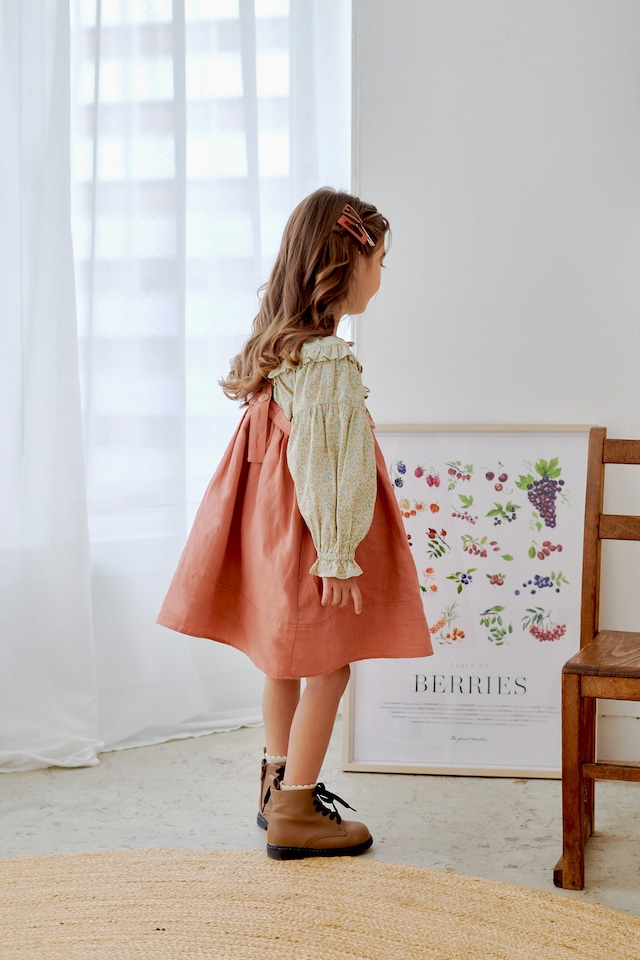 ダブルリボン花柄ブラウス<Blue flower>