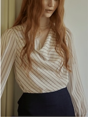 Brume Rayée Draped Blouse F0786