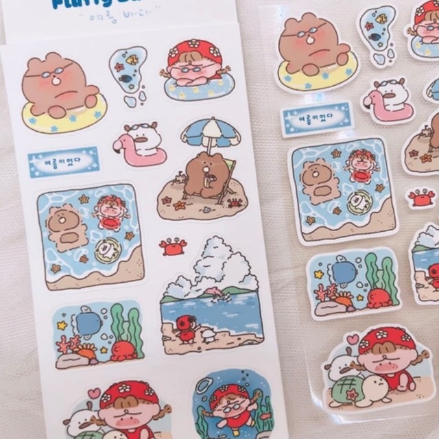 fluffy button〔sticker -여름 바다-〕