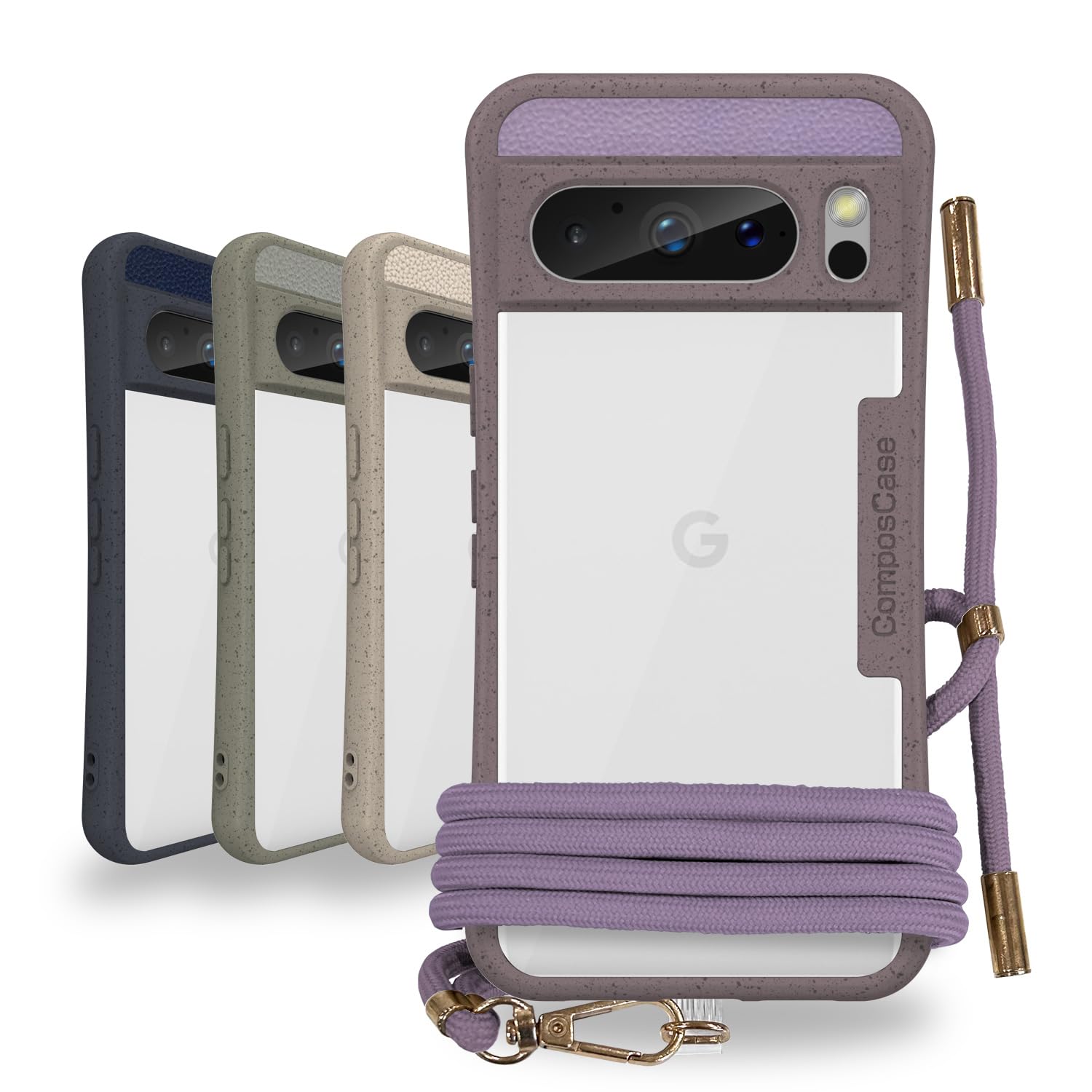 【数量限り】コンポスケース Google Pixel 8 Pro ケース クリア 生分解性 スマホケース スマホショルダー グーグル ピクセル8 プロ カバー モーブパープル