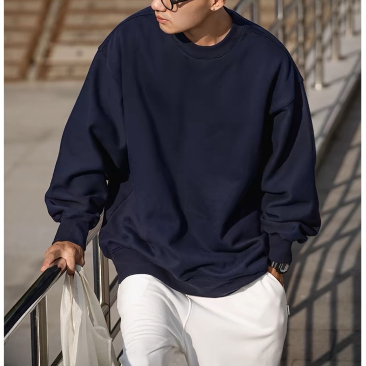 Drop shoulder round neck sweatshirt 0163 - 6