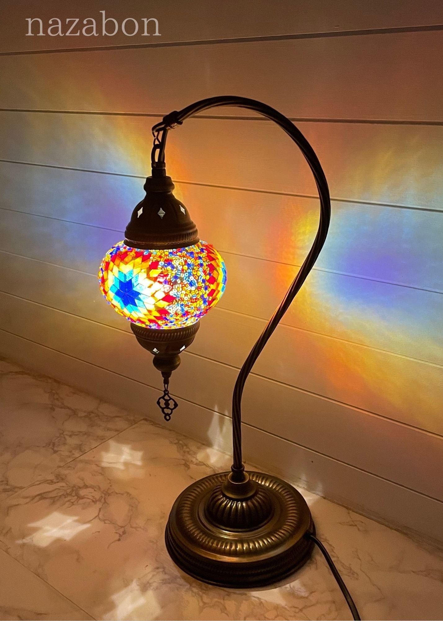 テーブルランプ/トルコランプ/モザイクランプ/スワン型/Mサイズ