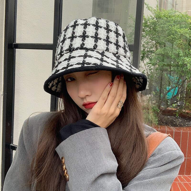 オータムウィンターブラックホワイト格子柄レッド 帽子 秋物 冬物 ブラック・アイド・ピーズ69773975309