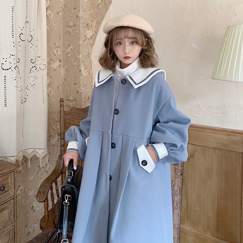 ✞制服セーラーレトロAラインコート or ボトミングシャツ or チェックスカート ウィンター ロング 秋冬✞ゴスロリ SM ミリ 甘ロリ クラロリ 和ロリ エレガント 黒ロリ 姫ロリ 華ロリ BB-BB80246623466