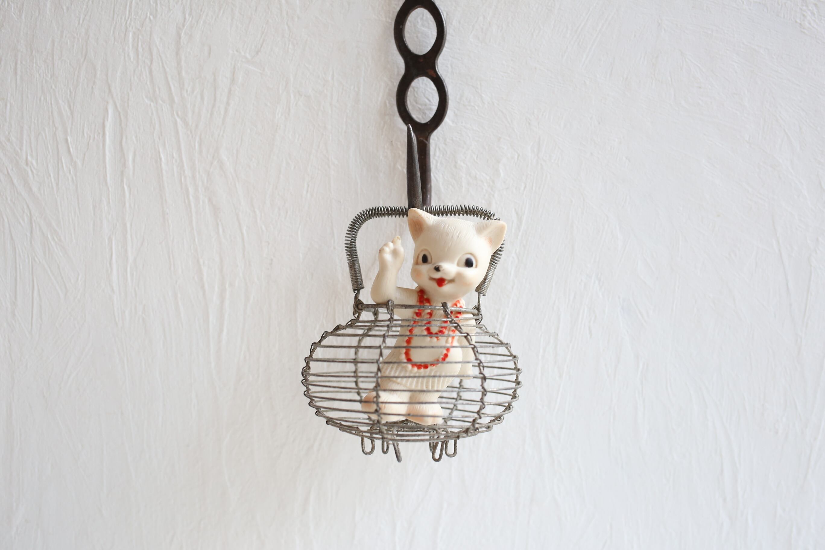 フランス アンティーク ヴィンテージ ワイヤー プチパニエ おままごと用 ドール用 N-04888g