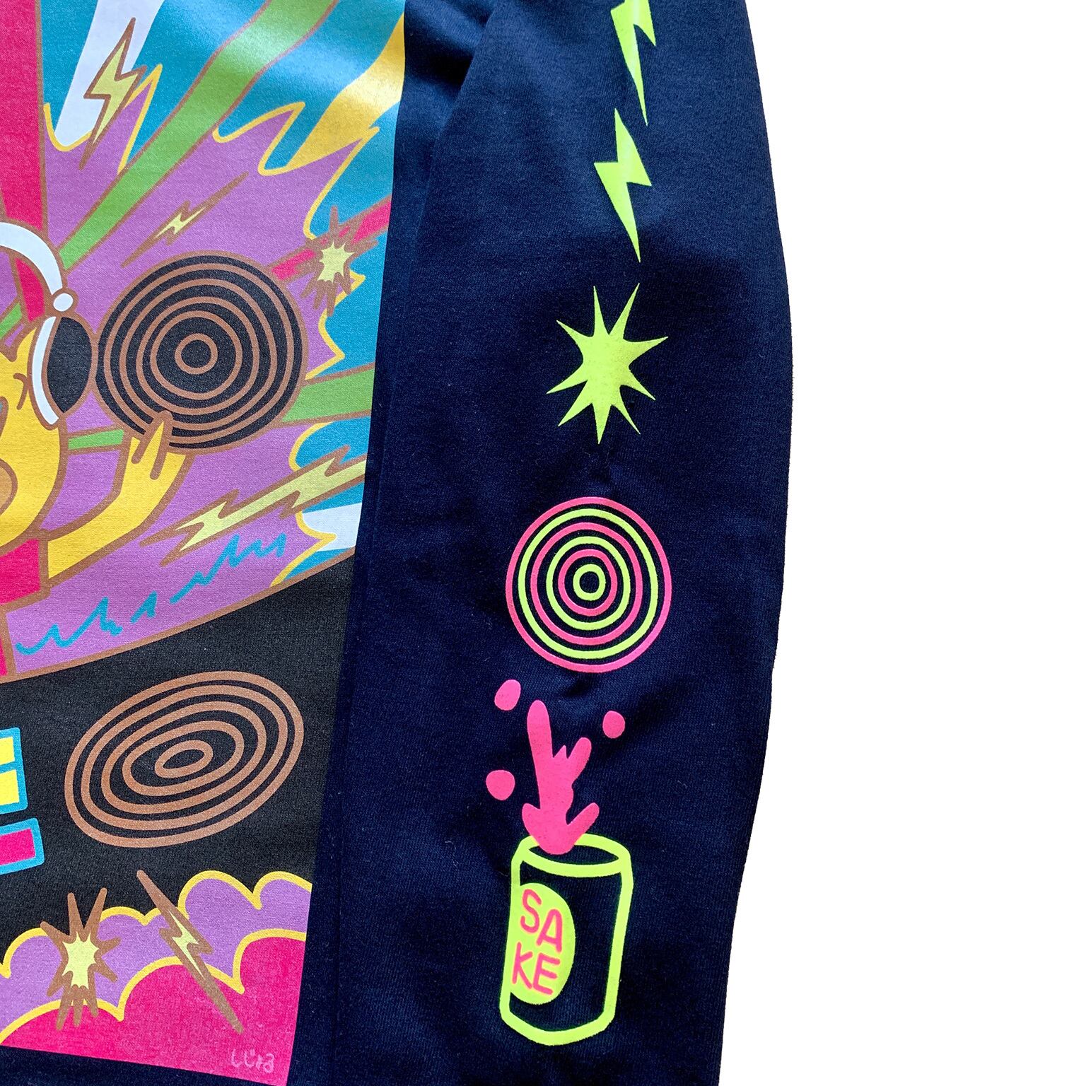 光る！DJくまお ロング Tシャツ/ ブラック | しじょる