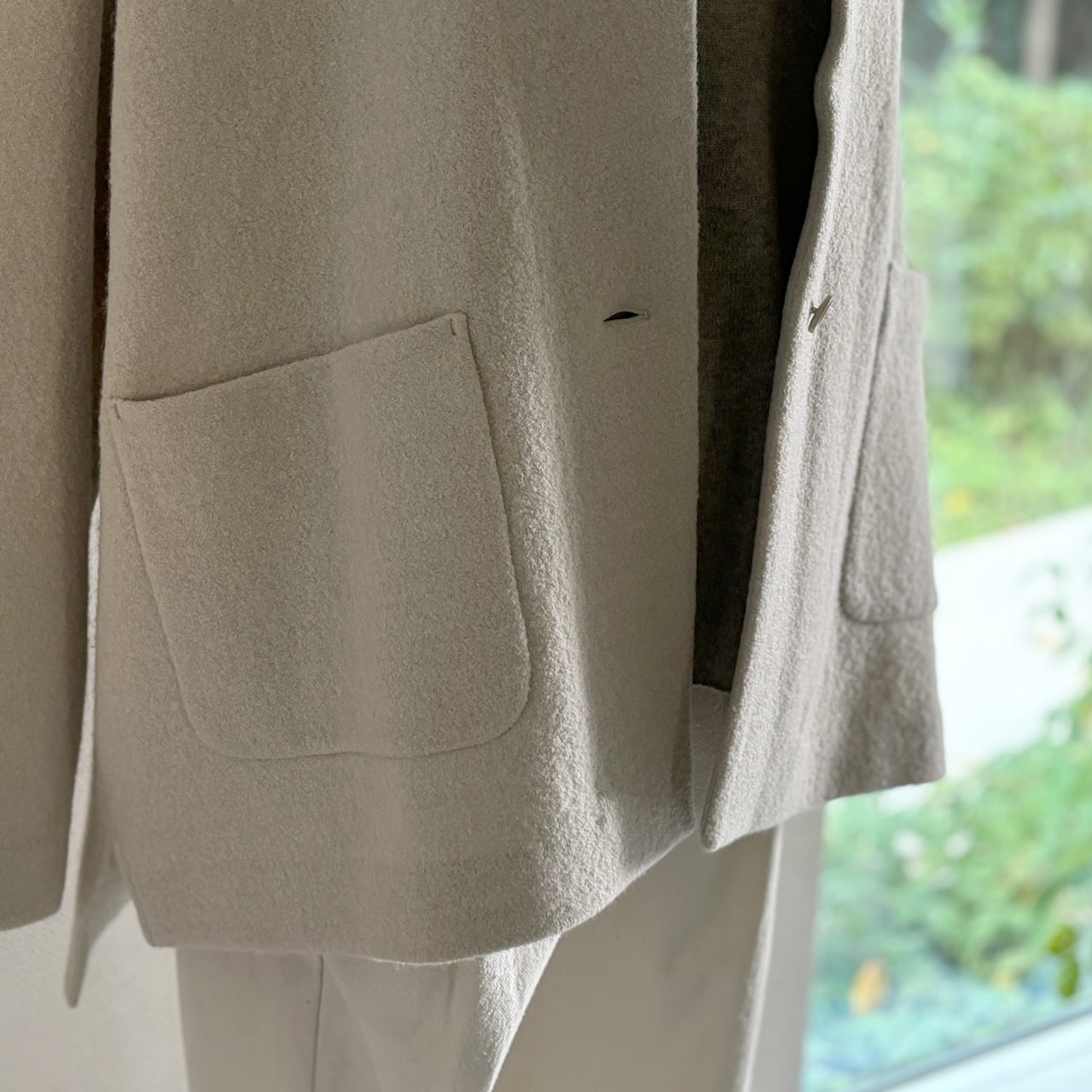 press wool no collar jacket プレスウールノーカラージャケット evam