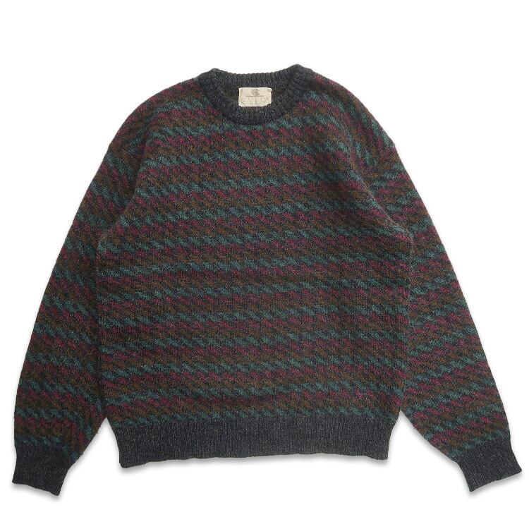 古着 80年代 USA製 LORD JEFF 総柄 ウールニット セーター 表記：XL