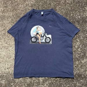 【XLサイズ】BMW カスタムバイク & レトロガール vintageテイスト 古着 Tシャツ