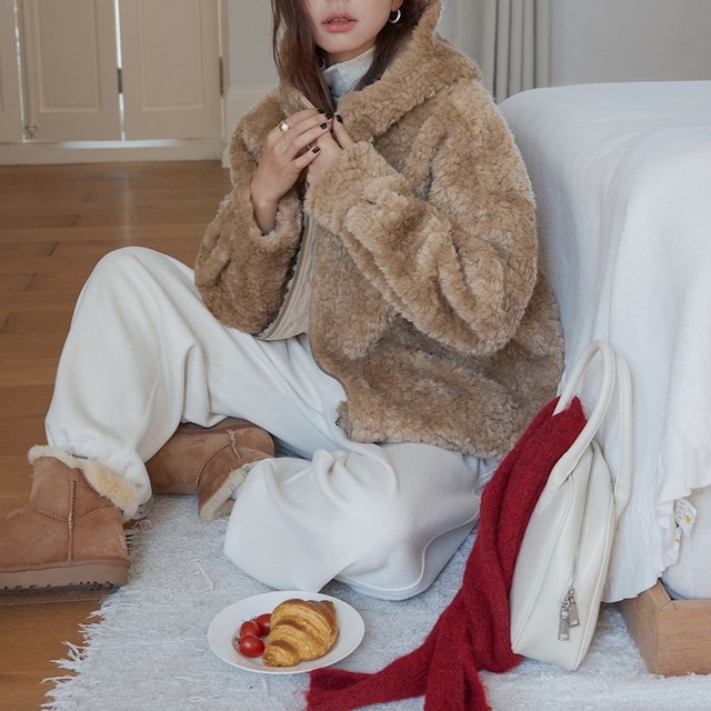 フェイクファージップアップブルゾン 2color [am03458]