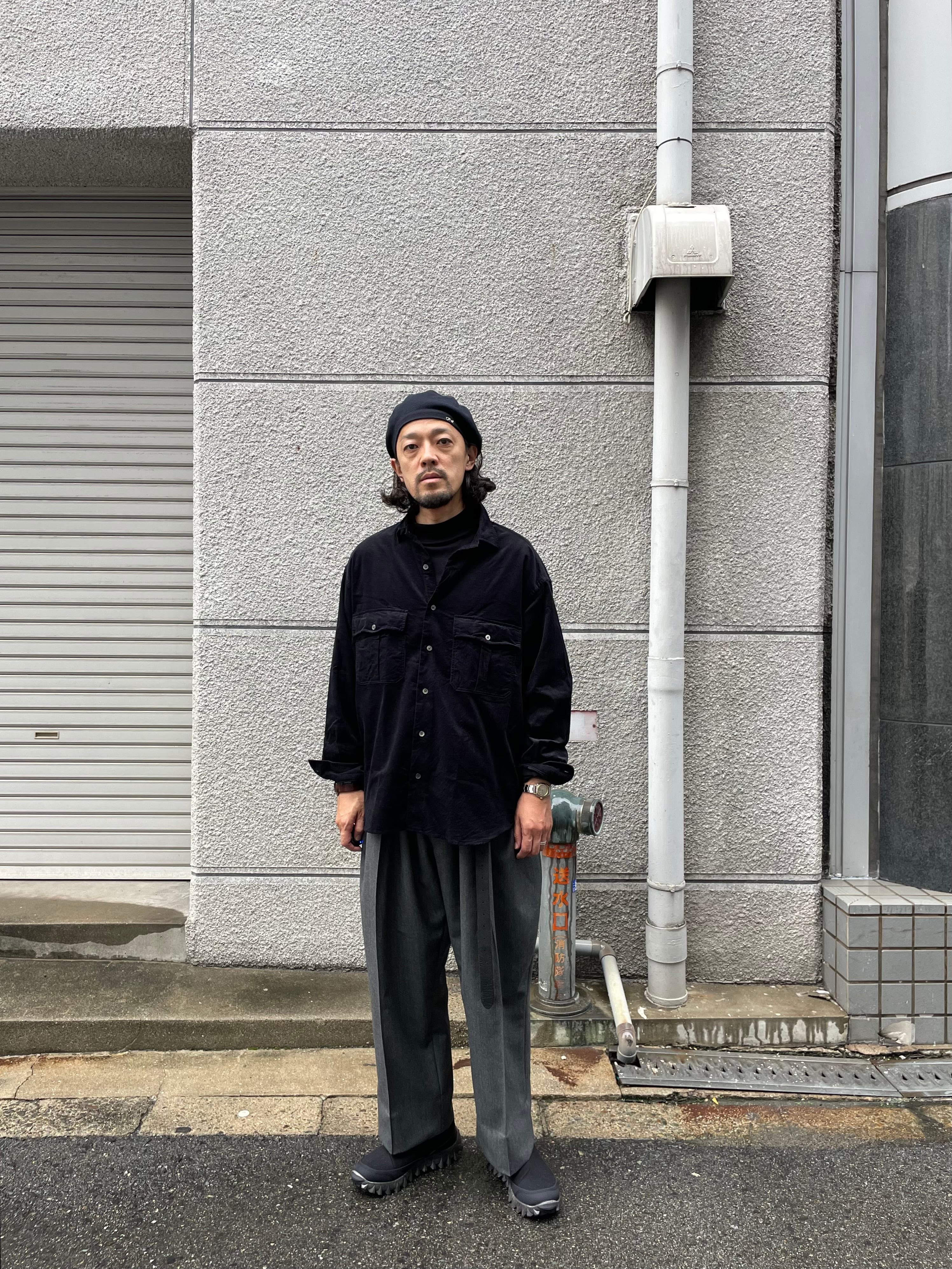 Porter Classic】ROLL UP ORGANIC CORDUROY SHIRT_BLACK | marfa store
