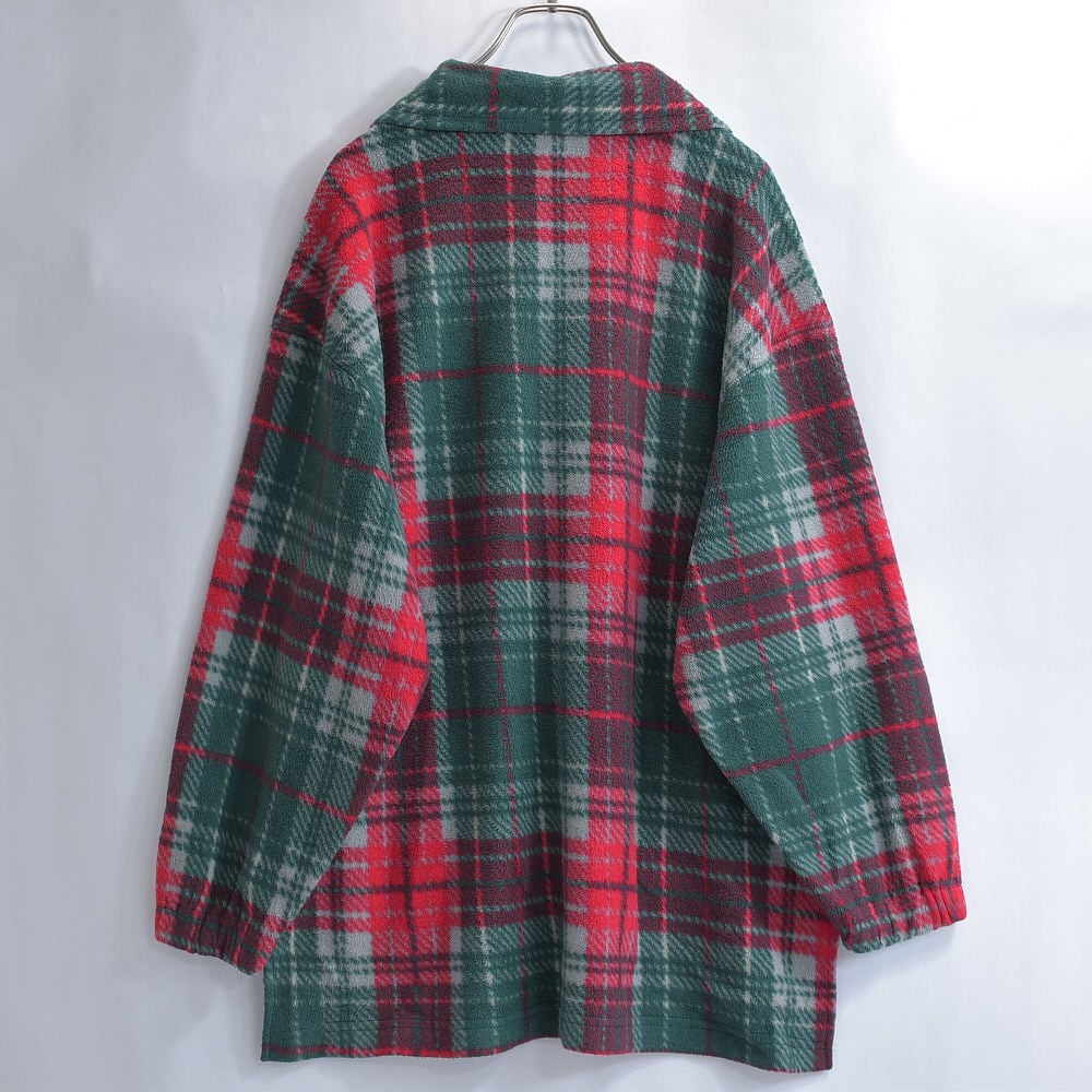 90s～ MONTANA BLUES チェック プルオーバー フリースジャケット 総柄