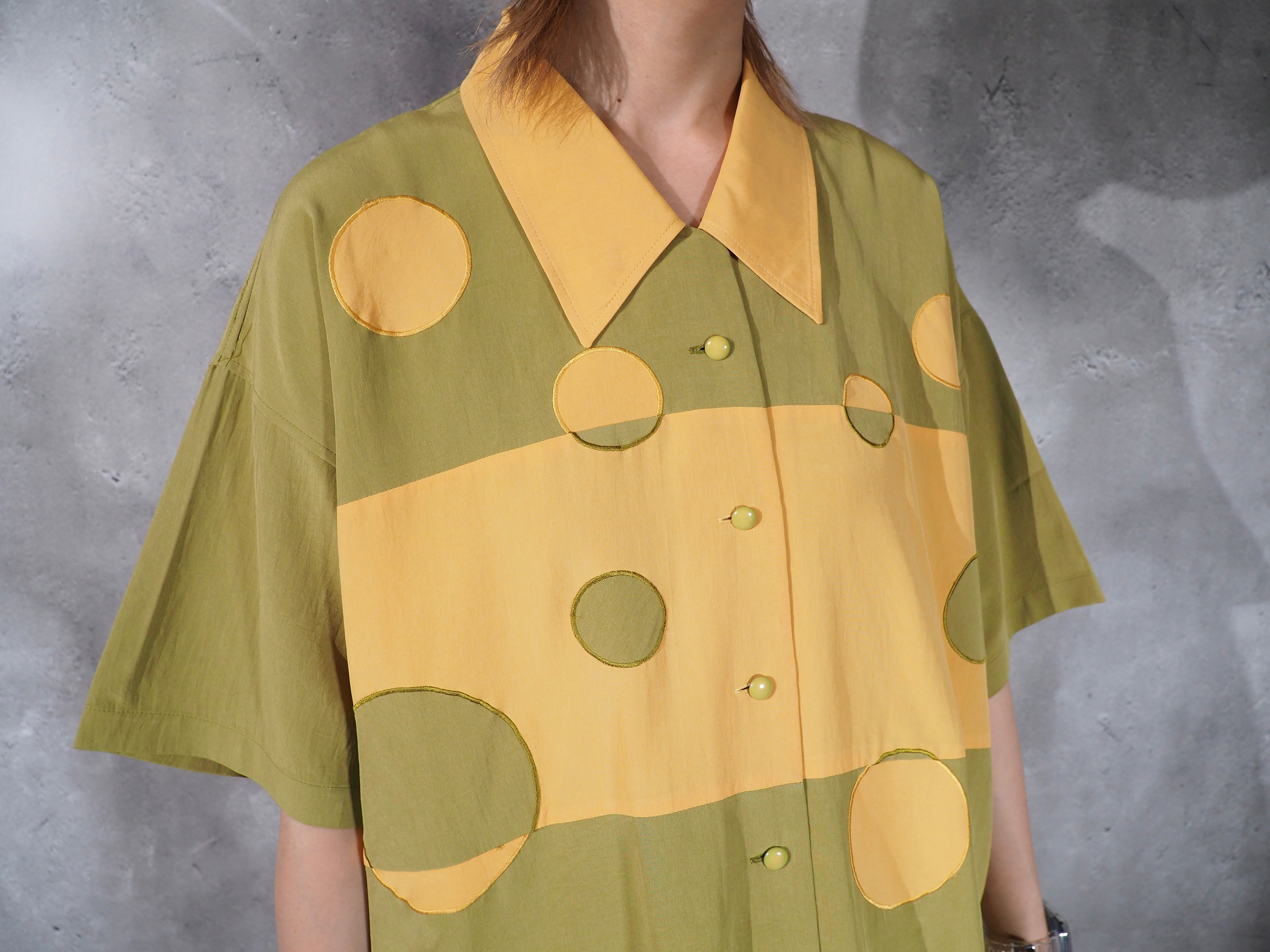 1990s Bubble soap embroidery design Box silhouette shirt