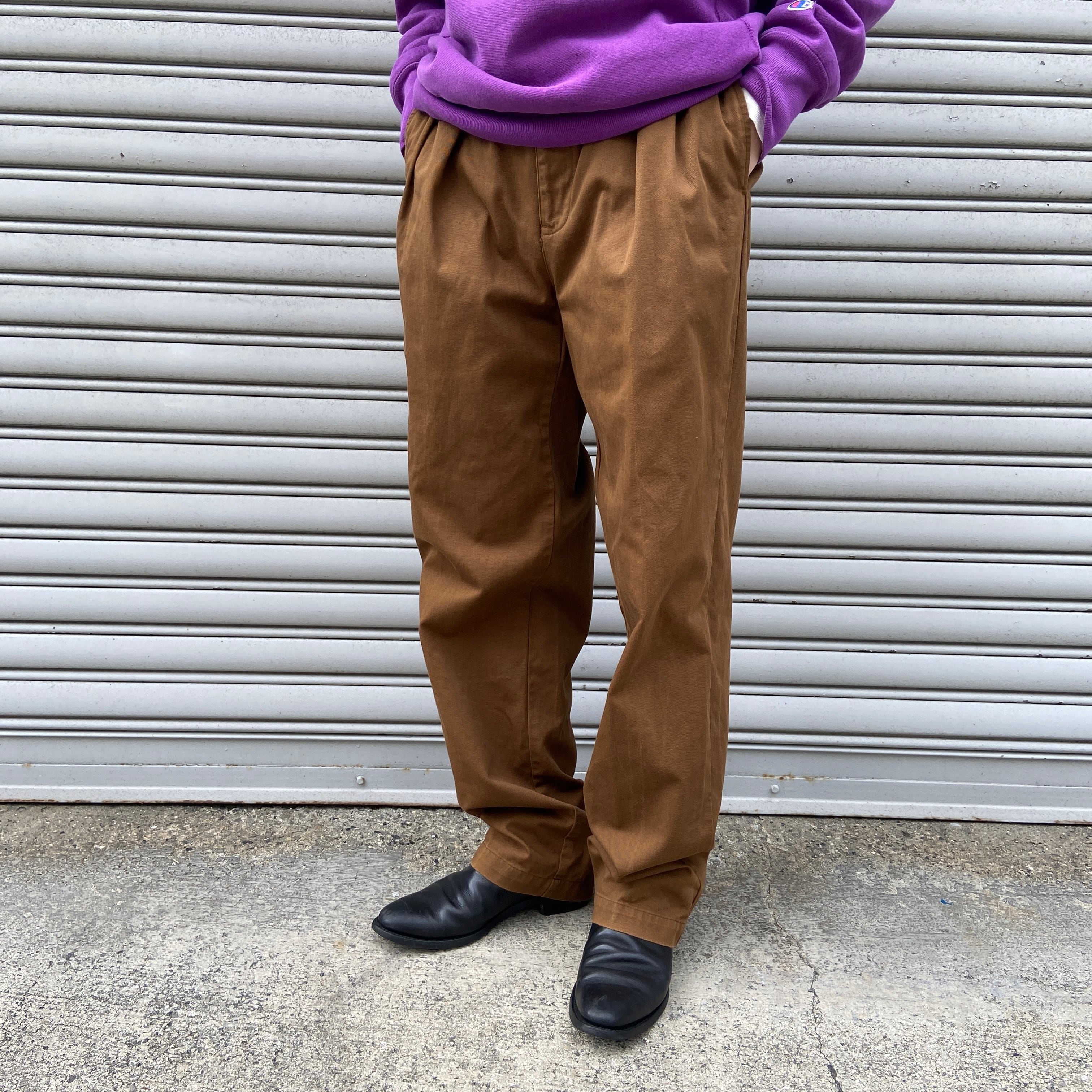 90s ラルフローレン ANDREW PANT ツータックチノパン 茶系 W34 | 古着