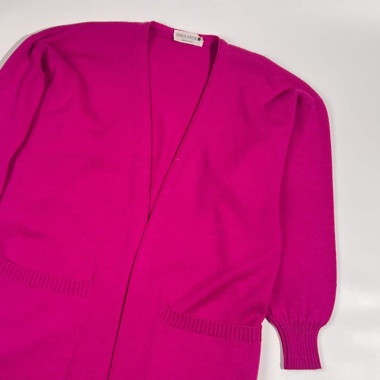 イタリア製 ENRICA MASSEI エンリカマッセイ ウール ニット カーディガン 羽織り 40/マゼンタ系 レディース