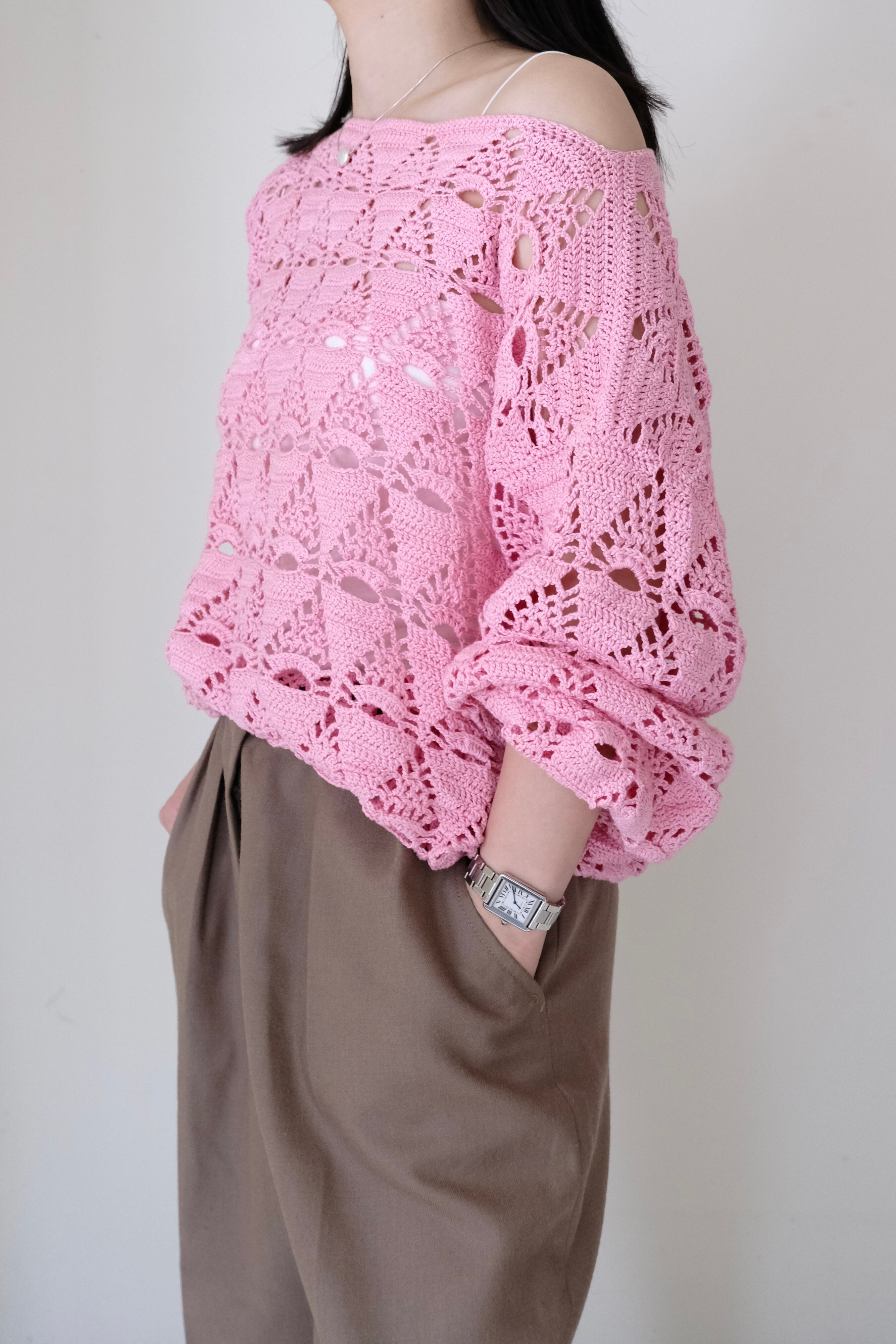 90s crochet knit tops