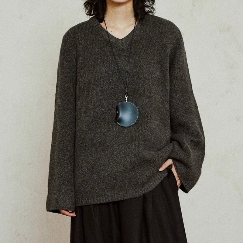 Vネック 長袖 オーバーサイズ ニット 2color MTO0467