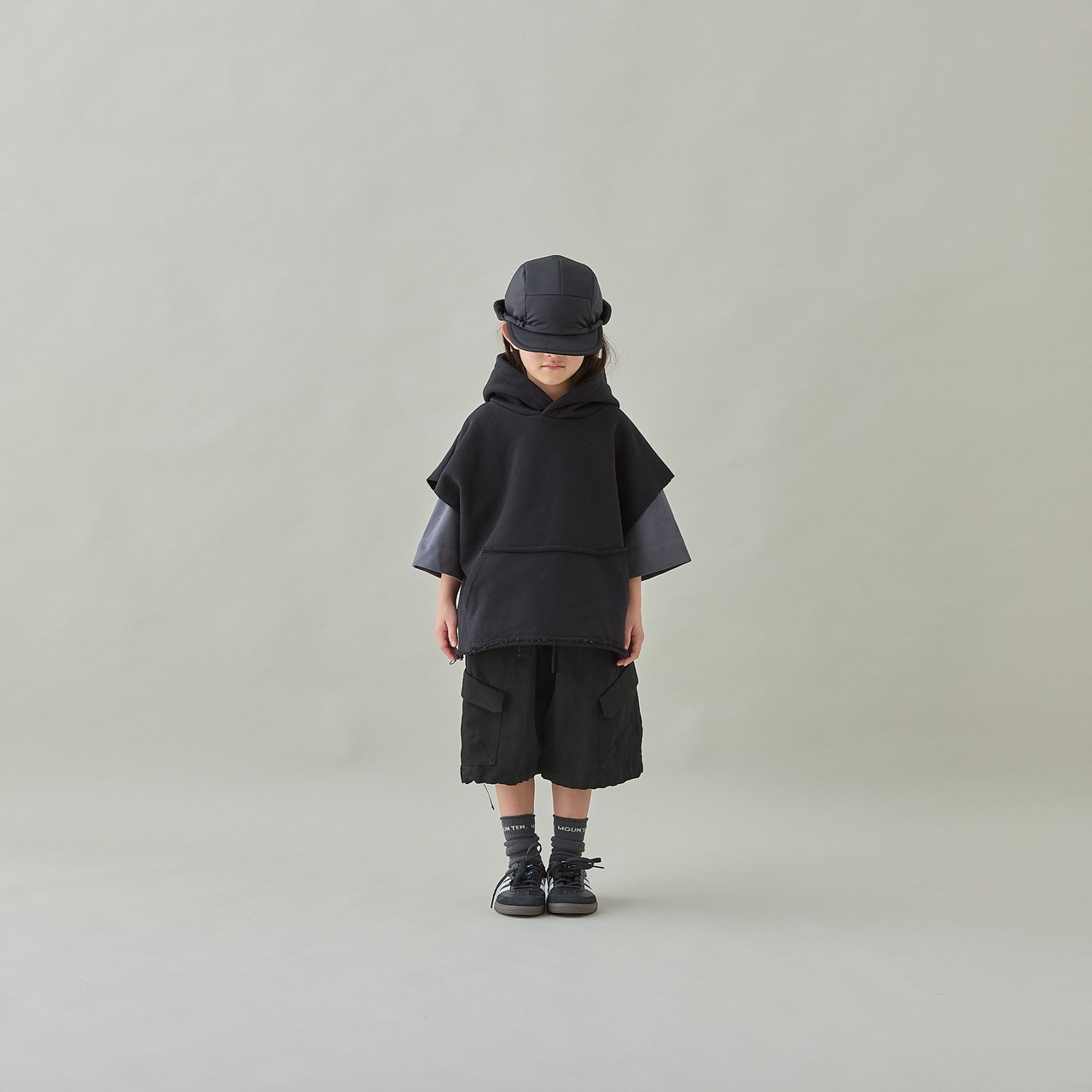 MOUNTEN.　sweat hoodie vest(organic cotton) - black_1