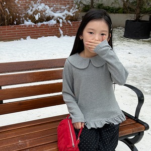 冬丸襟フリルＴシャツ