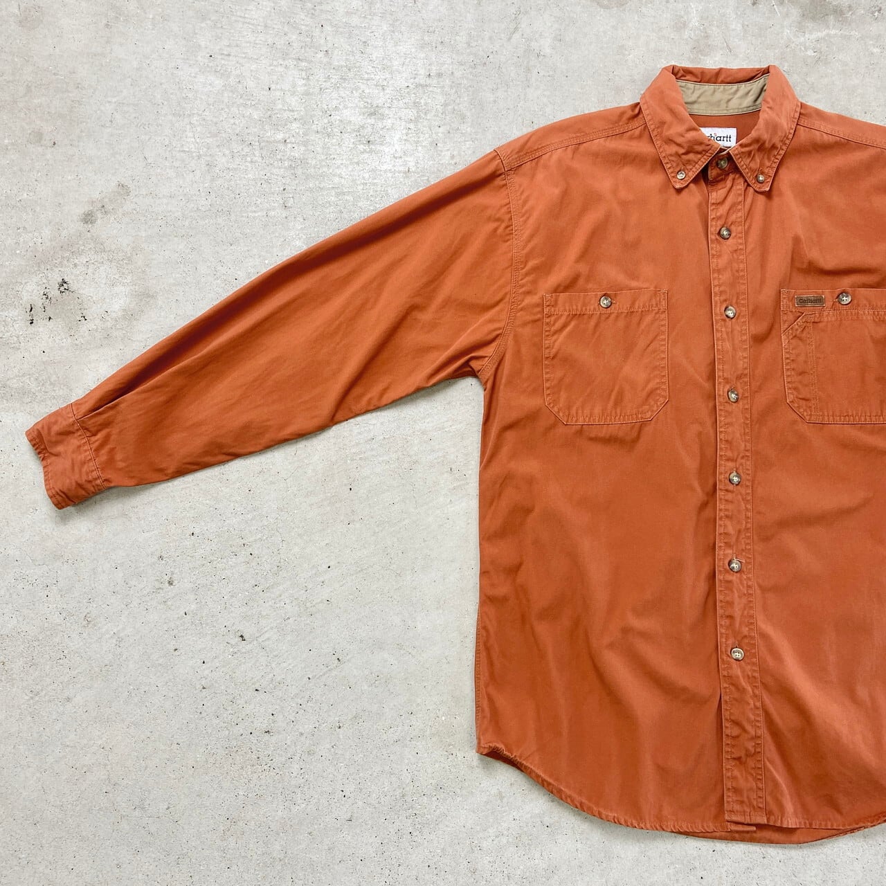 Carhartt カーハート 長袖 ワークシャツ メンズL相当 古着 オレンジ