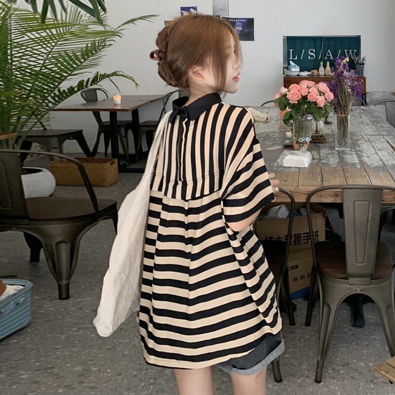 ストライプカラーTシャツ サマールーズスタイル 夏物 スーパーモール36654156550