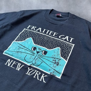 90s USA製 art TEE 猫 ネコ アート Tシャツ 古着