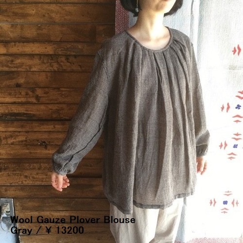 ICHI（イチ）　ウールガーゼチドリブラウス　グレー【SALE】