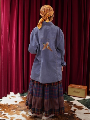 Vintage"Bird embroidery shirt"