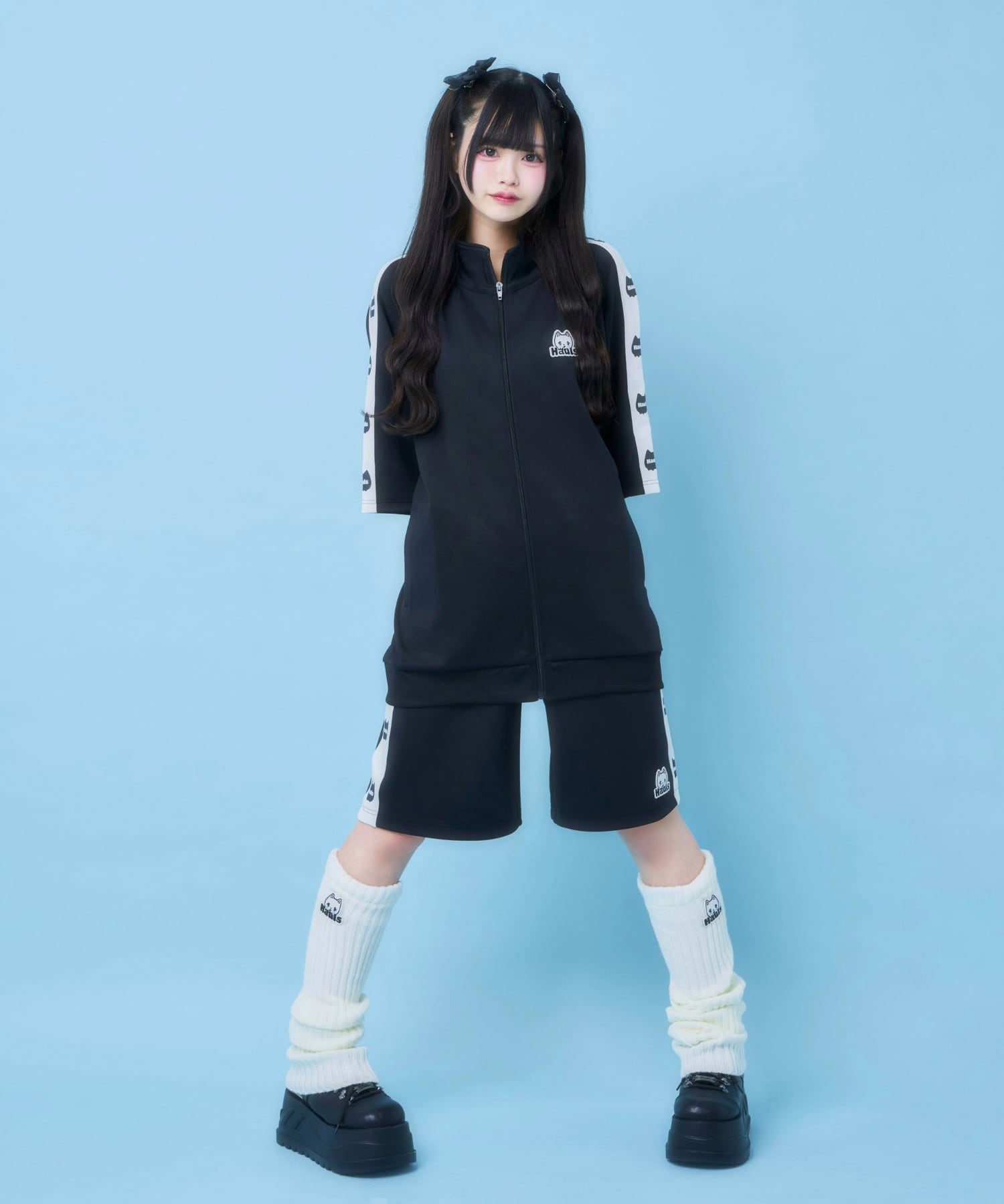 Hauls はうるず ジャージ 新！ネ申おジャージ半袖短パンせっとあっぷ 新！ネ申おジャージ半袖短パンせっとあっぷ(ブラック) | Hauls