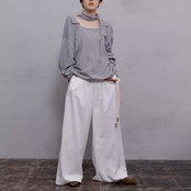 【2color】ハイウエストワイドモップパンツ W0130