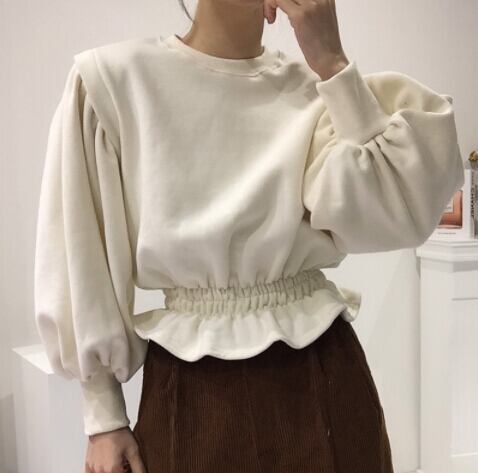 春秋新作 レディース トップス トレーナー スウェット ブラウス ショート フレア