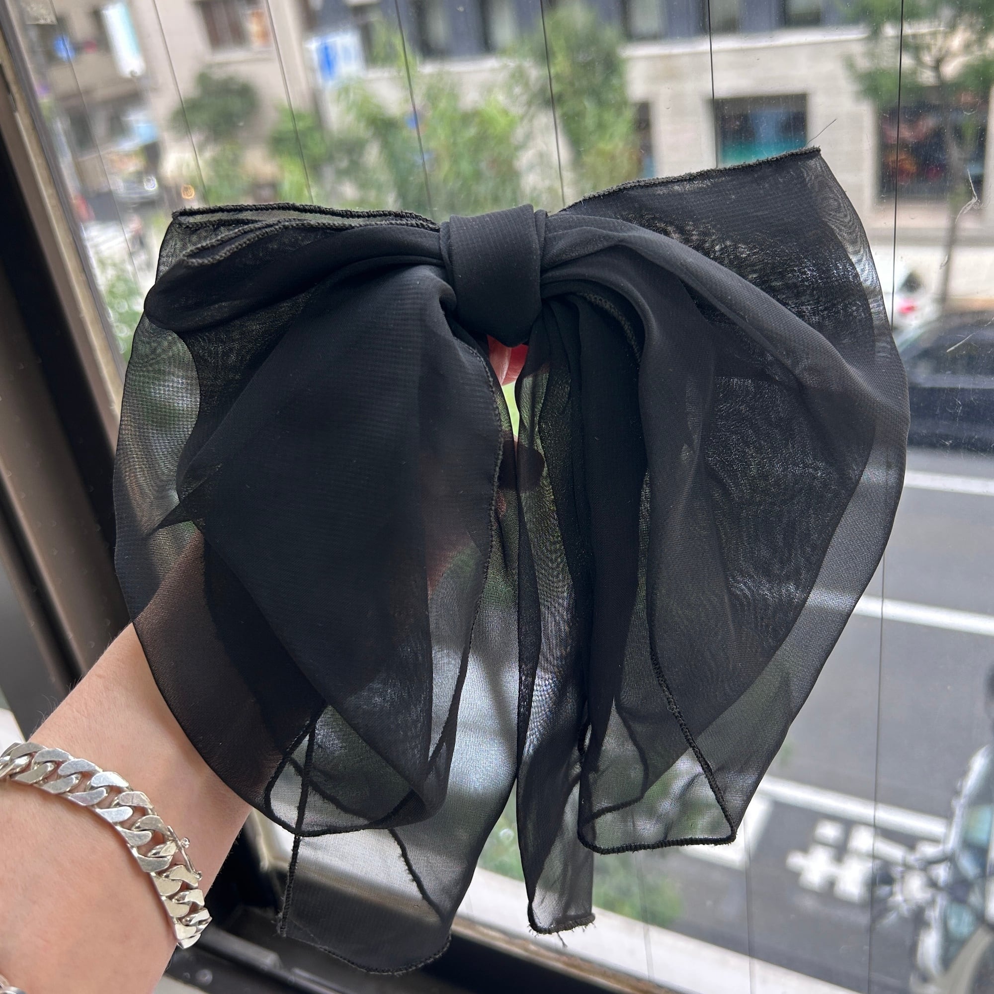 vintage 80s 90s B-I-G BLACK シフォンリボンバレッタ | Milo Antiques