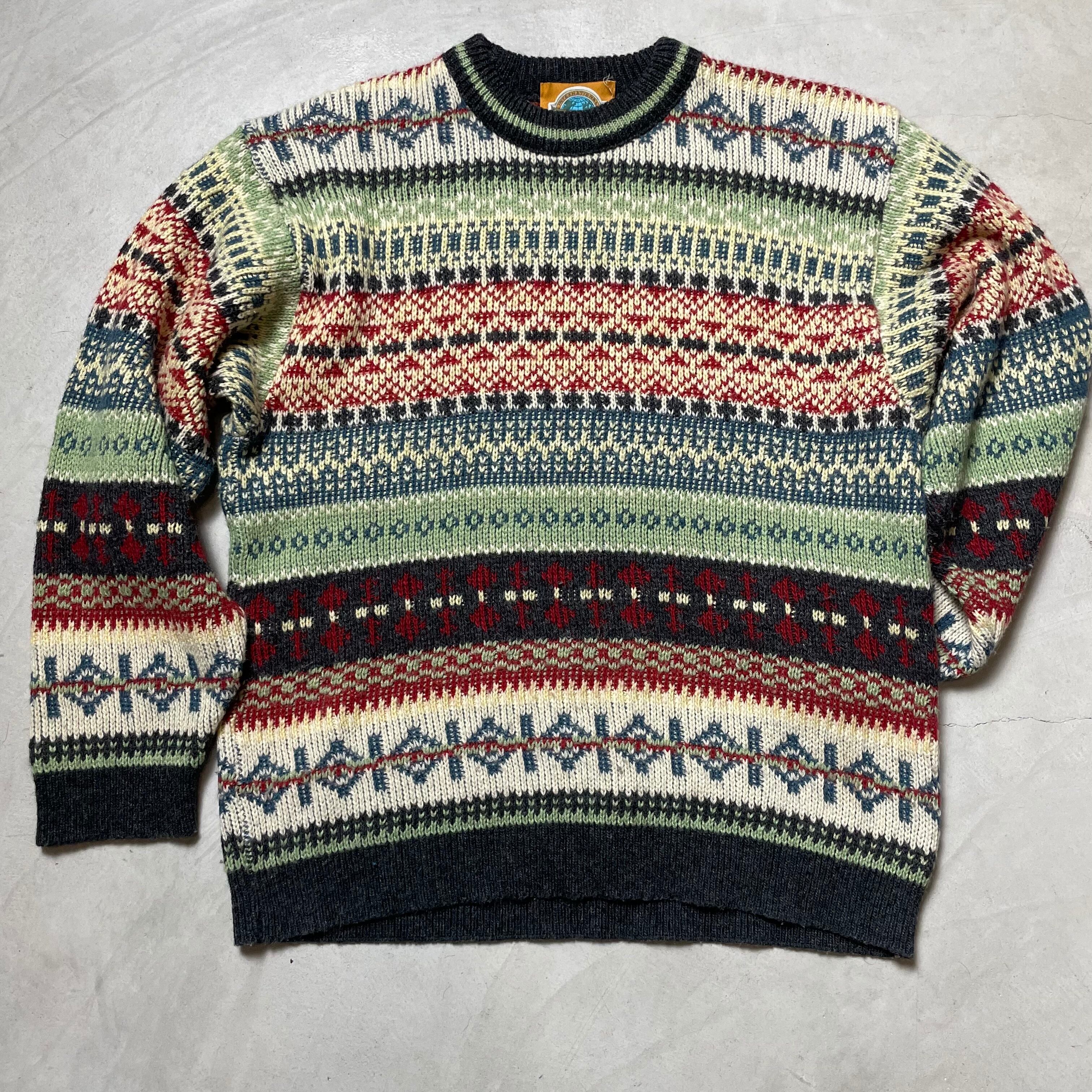 LE LAUREAT フェアアイル柄 セーター メンズM相当 古着 総柄 【ニットセーター】