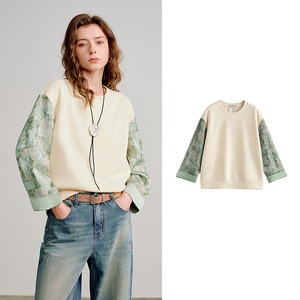 Bicolor Jacquard Sleeve Sweatshirt / バイカラー ジャガード スリーブ スウェット シャツ