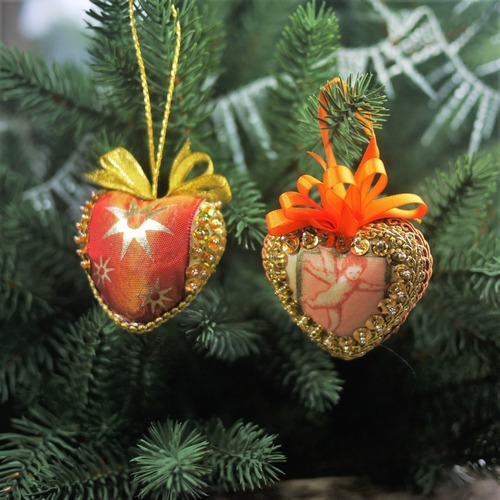 星と天使のハート２P クリスマスツリーオーナメント ドイツ