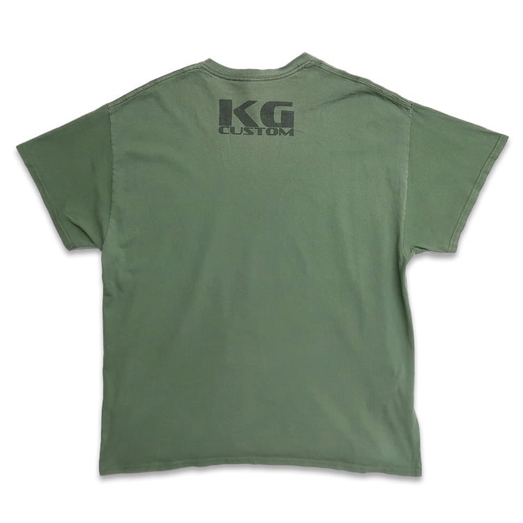古着 GILDAN ギルダン 企業 USMC プリントTシャツ グリーン 表記：XL