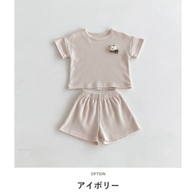 【セット】マフラーくまワッフル半袖セットアップ - 3