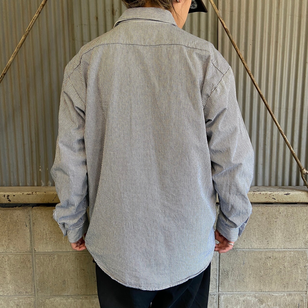 USA製 WHISTLE WORKGEAR ヒッコリーストライプ コットン ワークシャツ 