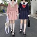 ✞ ピンク＆ネイビー丸襟制服シャツブラウス or ハイウェストプリーツスカート ロング ✞ゴスロリ SM ミリ 甘ロリ クラロリ 和ロリ エレガント 黒ロリ 姫ロリ 華ロリ BB-BB90811698942