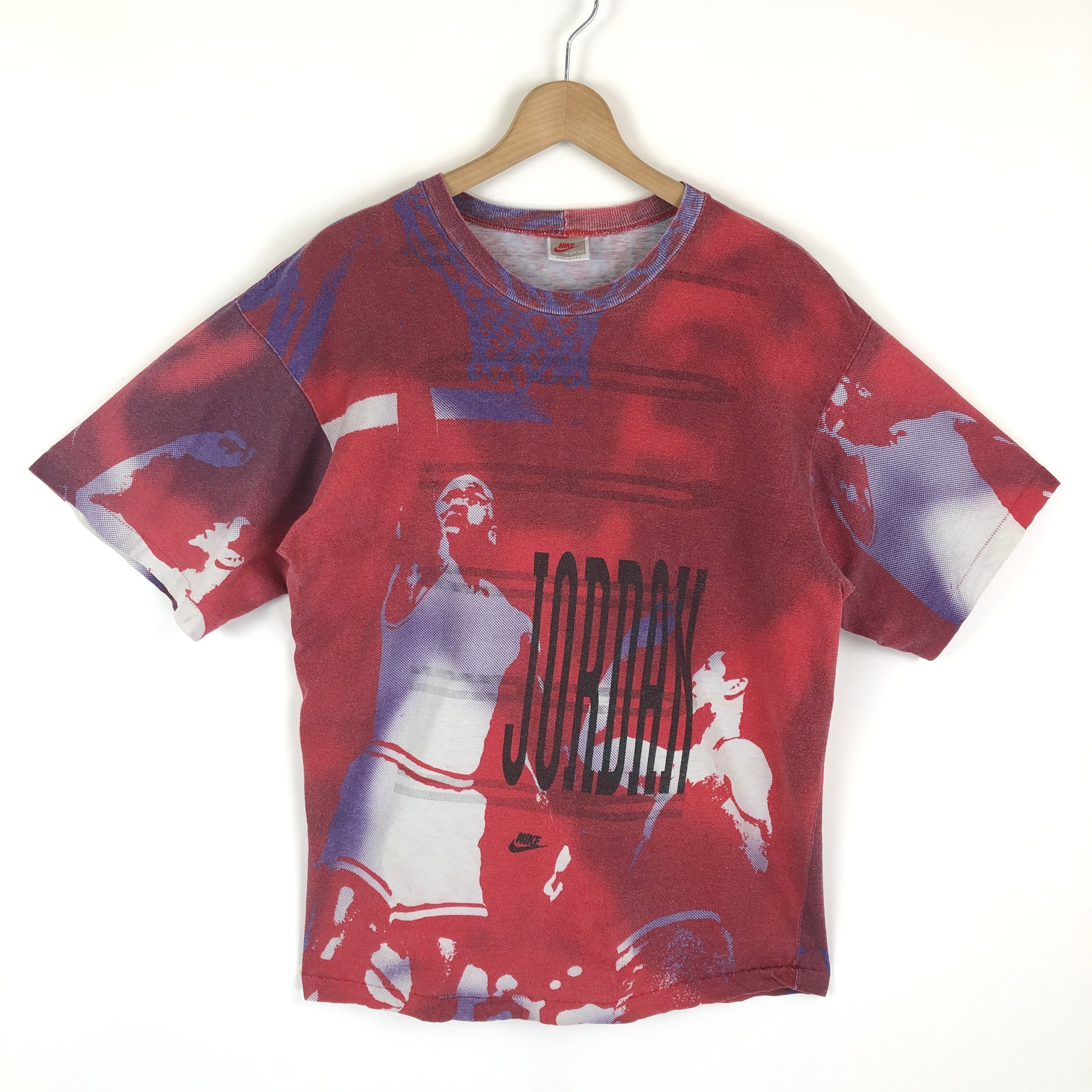 90s NIKE 銀タグ　Jordan 総柄　大判プリント　Tシャツ