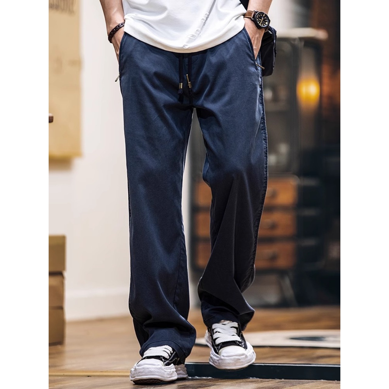 Vintage zipper drawstring pants  0965 - 4