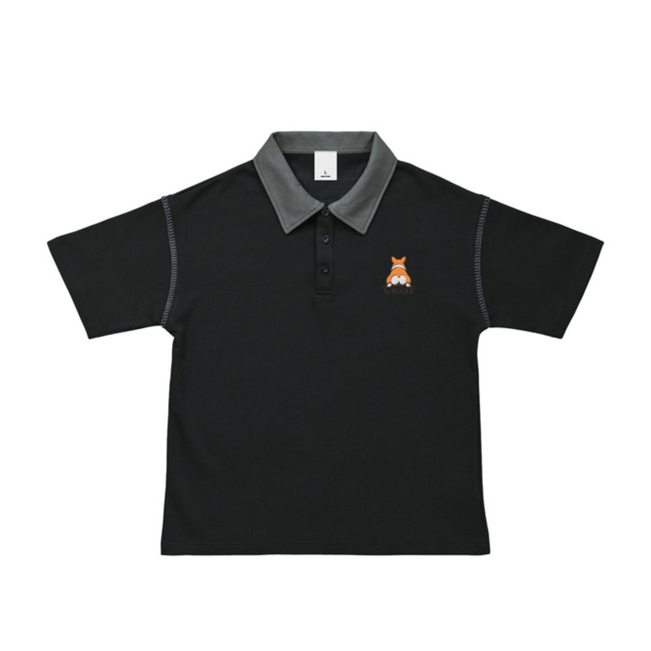 FLUFFY BUM Shoulder Stitch Polo -Black-　[T0041]