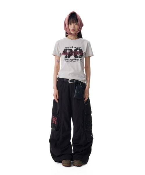 ☆aespa カリナ 着用！！【AAKAM】98 Knee Pin-Tuck Contrast Cargo