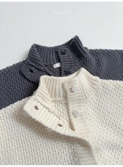 〖取寄〗韓国子供服 / 26winter / minirobe / ワッフルハイネックカーディガン / キッズ *S~XL*