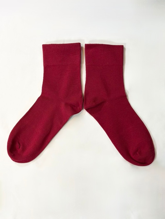 yahae・Organic Cotton Rubber Free Plain Socks・Rose Red　4-1000-22