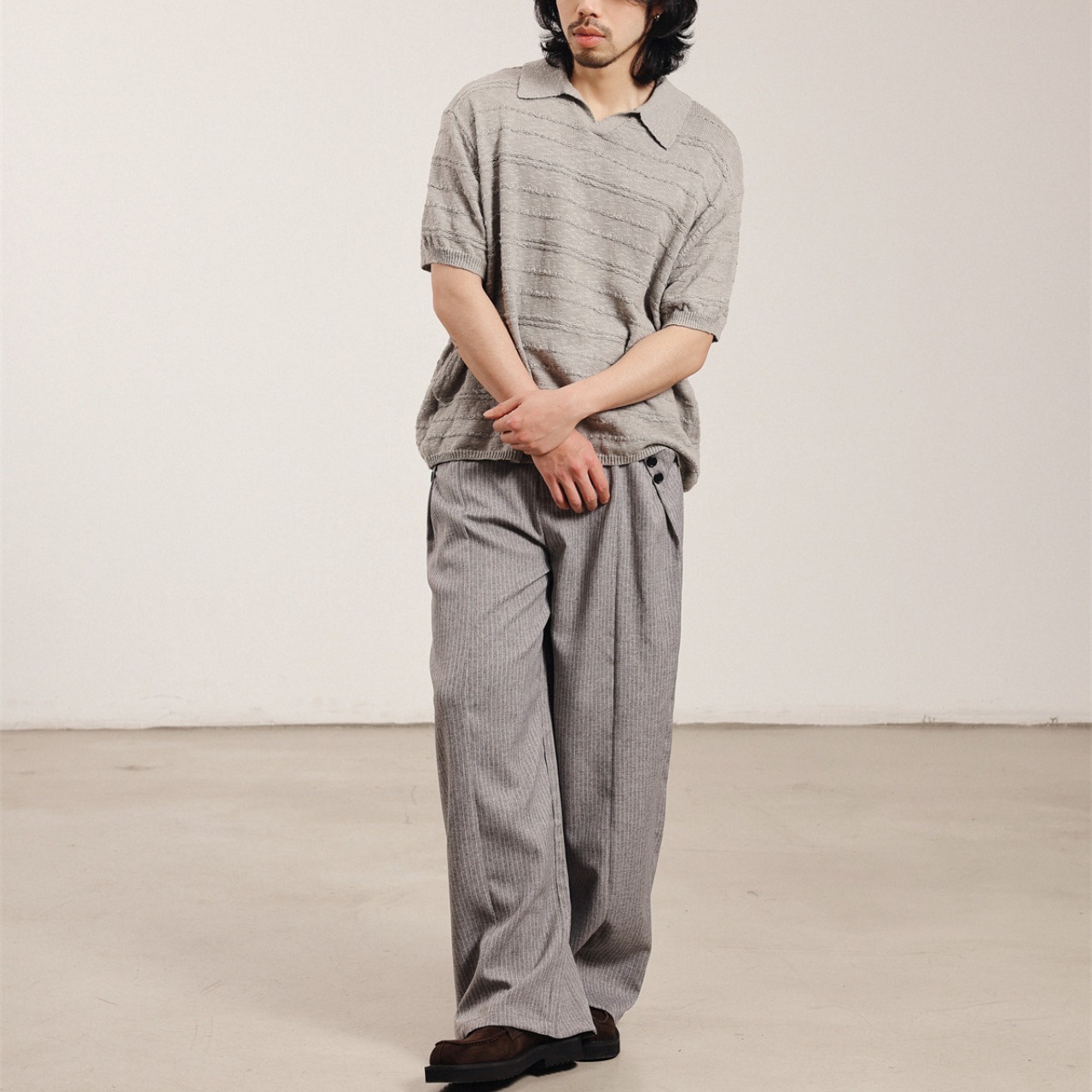 ドレープストライプ・ワイドスラックス N3603 - 12