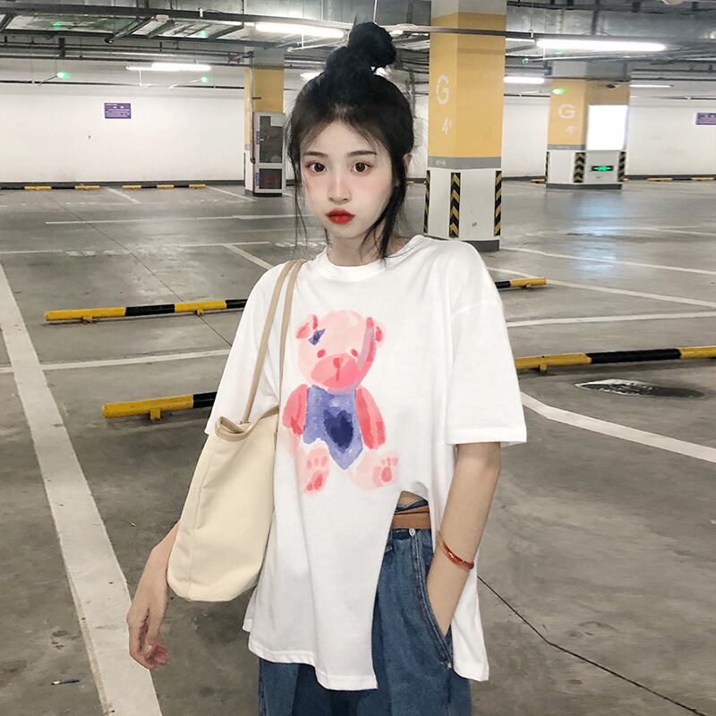 Tシャツ サマー薄手ルーズエンド コットン 夏物 ピュア 試着室70489146231